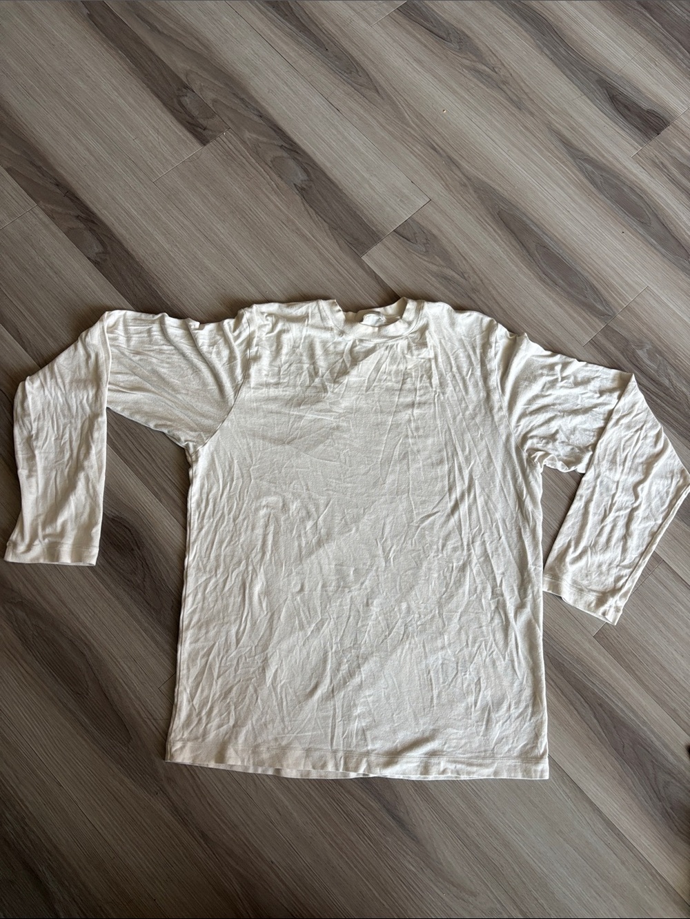 SKIMS Long Sleeve Crewneck Tee in Cream